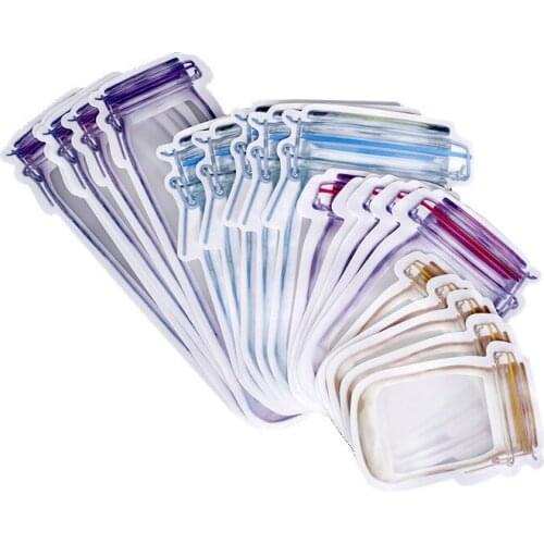 1Set Vacuum Self-sealing Food Storage Bags Bottles Bags Composite Material Kitchen Organizer Irregular Packaging Bags