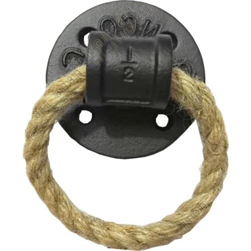 Vintage American 1.26 inch drop ring drawer knobs hemp rope black bronze closet handle knobs Cabinet handle Furniture Hardware