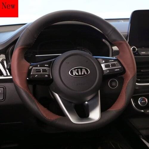 High-Quality Hand-Stitched Leather Car Steering Wheel Cover for Kia Sportage R Interior Accessories
