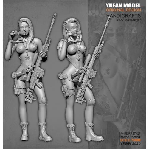 YUFAN Model 1/24 Resin Kits Sexy female gunman resin soldier self-assembled (75mm) YFWW-2029