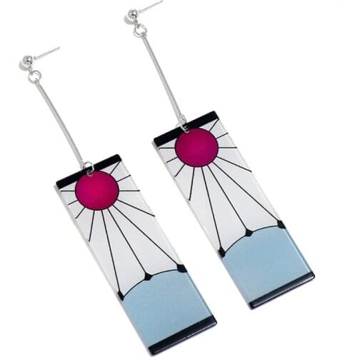 Acrylic Drop Earrings Demon Slayer Kimetsu No Yaiba Blade of Ghost Earings for Women Men Cosplay Jewelry Accessories Gift