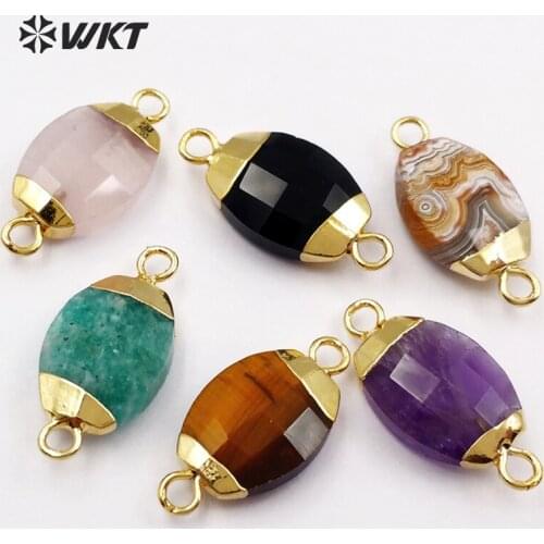 WT-C243 New Arrival Unique Design Mini Shape Connector Necklaces Metal Electroplated Natural Stone Connector Jewelry Finding
