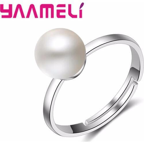 High Quality Elegantment Style Setting Big Pearl 925 Sterling Silver Opening Finger Ring Surprise Women Girls Anniversary Gift