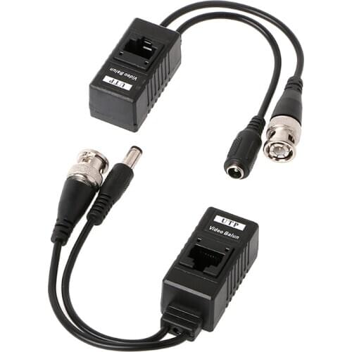 1 Pair BNC To RJ45 Passive Video Power + Audio Balun Transceiver For CCTV Camera 77UB