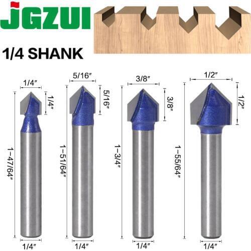 1pc 1/4″ Shank 1/4" Shank 90 Degree V Groove Template V-Groove V Grooving Router Bitit Carbide Milling Cutter Wood Drilling