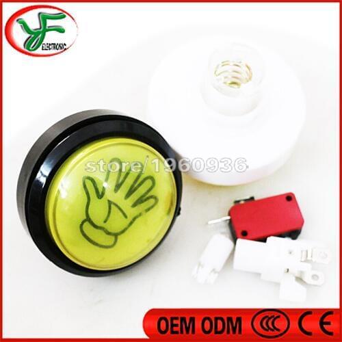 2pcs 60MM 12V illuminated push button hand logo arcade button switch button for Childrens game shooting game