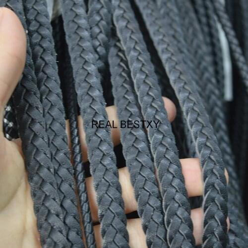 5m/Lot Approx: 11*3mm Flat Square Leather Rope Braided Genuine Leather Cord For DIY Men Bracelet Jewelry Craft Making Accessory