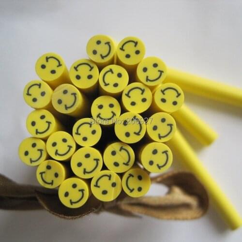 5pcs B-02 5mm Cute Yellow Smiling Face Cane Fancy Nail Art Polymer Clay Cane Nail Art Decoration