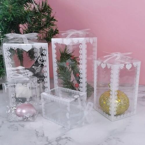5pcs Clear PVC Box Packing Wedding Favors Cake Packaging Chocolate Candy Apple Gift Birthday Event Party Transparent Gifts Boxes