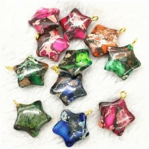 5pcs nature gem stone connectors imperial jasperrs stone unique beads connectors stars jewelry findings jewelry components 20mm