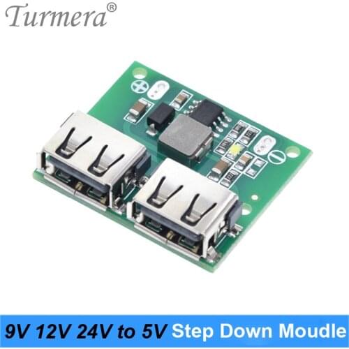 Car USB Charger Module DC Buck Step Down Converter 6-24V 9V 12V 24V to 5V 3A 5V Power Supply Module for Lithium Battery Turmera