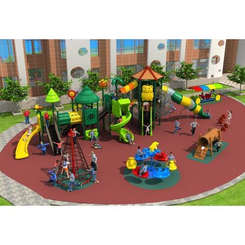 Large amusement plastic combined playground play structure for community YLW028