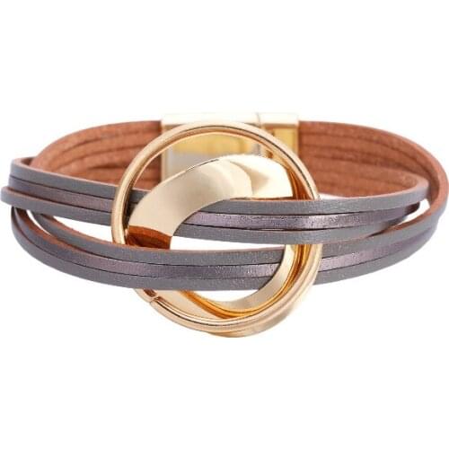 ORNAPEADIA 2021 New Hot Sale Bracelet Bohemian Multi-layer Leather Bracelet Fashion Color Matching Magnetic Buckle Thin Bracelet