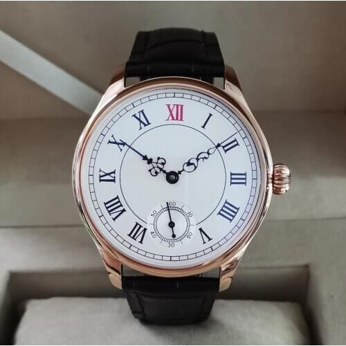 44mm Rose Gold No logo Mechanical Hand Wind Mens Watch White dial Mineral Glass/Sapphire Crystal Seagull st3621 movement G037