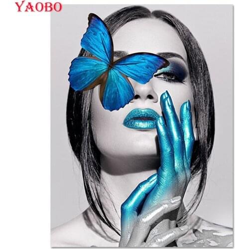 DIY Diamond Embroidery Beauty butterfly Diamond Painting Cross Stitch 5D Square Drill Rhinestone Mosaic Decoration Painting