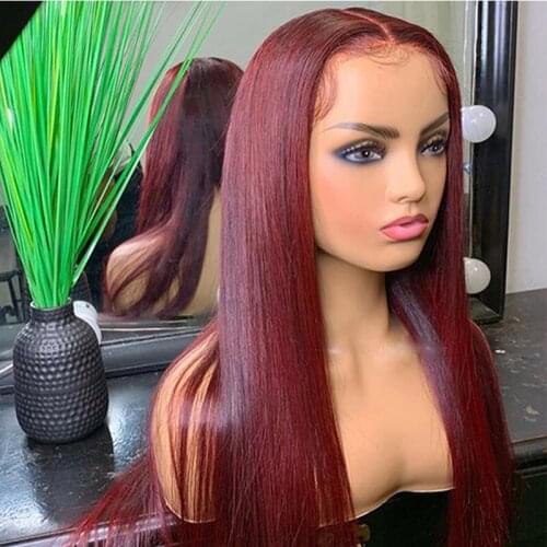 Long Straight Wine Red Wigs for Women Synthetic Wigs Middle Part Heat Resistant Replacement Wig Colorful Cosplay Daily Party Wig