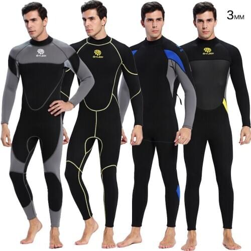 Scuba Spearfishing wetsuit men 3MM Neoprene long sleeve snorkeling Surfing skin diving suit winter thermal one piece swimwear