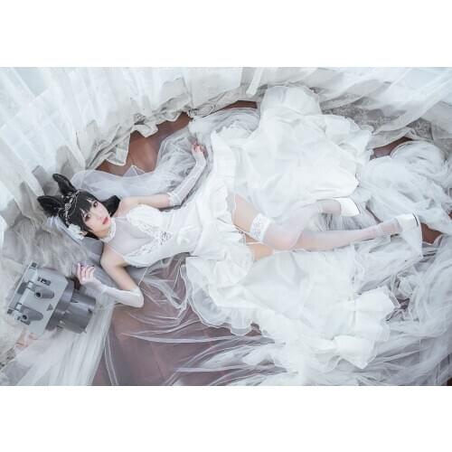 [Customized] Anime Azur Lane IJN Atago Wedding Flowers Dress+ear Any Size Cosplay Costume Halloween Women Free Shipping 2020 New