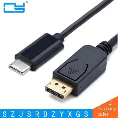 USB 3.1 Type C USB-C to DisplayPort DP 4K UHD HDTV Cable for Chromebook & Macbook & Laptop 1.8m 6ft Black Color