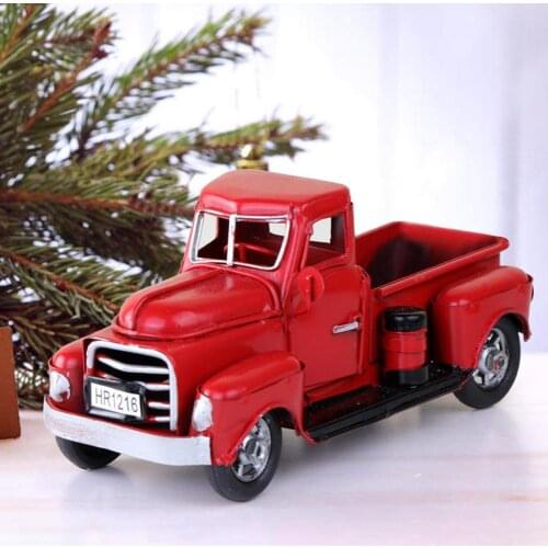 Red Truck Christmas Desktop Decoration Kids New Year Gifts Vintage Metal Office Home Decoration