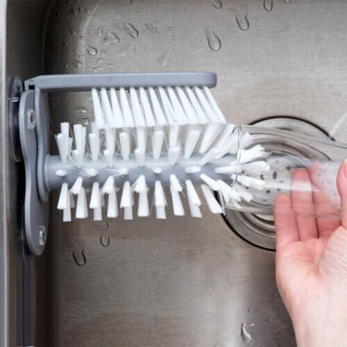 Kitchen Wash Cup Mug Sponge Brush Glass Wine Bottle Cup Suction Cleaner Kitchen 2 in 1 Rotating Cleaning Brushes