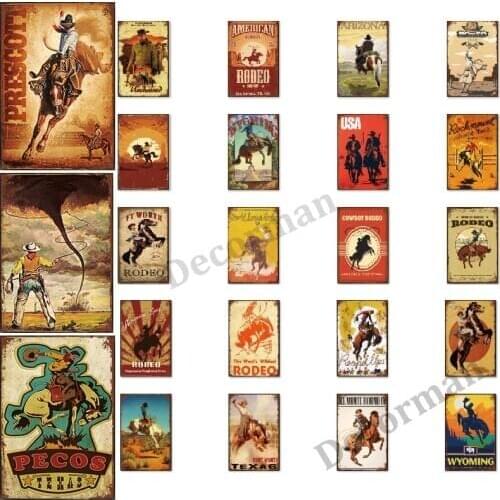 [ Mike86 ] Cow Boy Girl West Texas Metal Sign Vintage Wall Posters iron Painting Gift art decor for Bar LTA-1759 20*30 CM