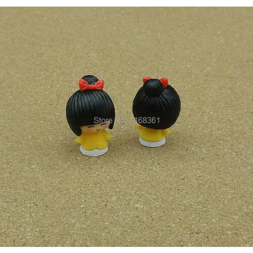 1pcs/lot resin clay solid girl with bowknot cartoon 22mm fairy garden gnome moss terrarium decor crafts bonsai home DIY A106-6