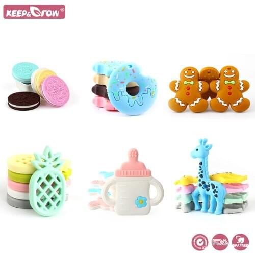 10Pcs Silicone Teether Rodent Animals Food Grade Baby Teether DIY Chew Necklace Pacifier Chain Baby Teething Toys Baby Molar Rod