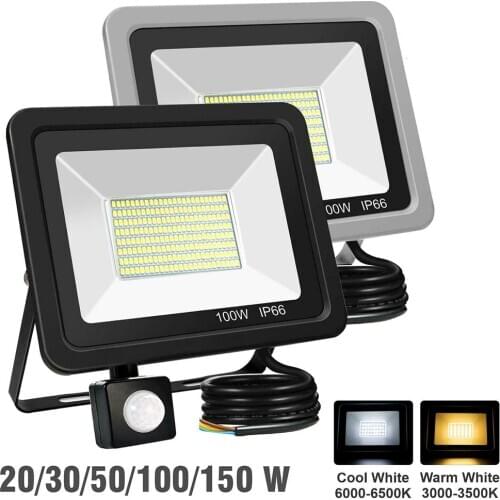 30/50/100/200W LED Floodlight 220V PIR Motion Sensor Security Spotlights Outdoor Waterproof Wall Reflector Lighting Garden Lamp