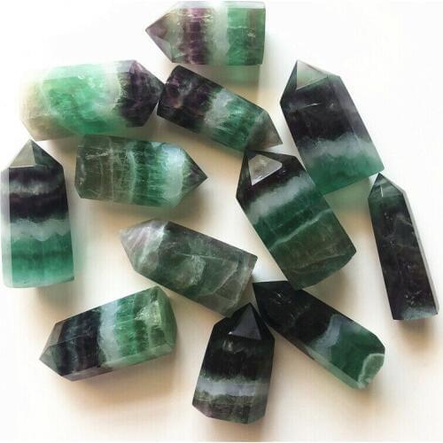 Drop Shipping 1pc Natural Rainbow Fluorite Quartz Crystal Wand Point Obelisk Mineral Healing Gifts Natural Stones and Crystals