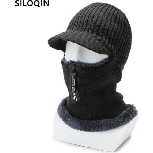 SILOQIN Winter Earmuffs Hats Warm Beanies For Men Women Thick Velvet Thermal Knitted Woolen Hat Cold-proof Neck Guard Hooded Cap