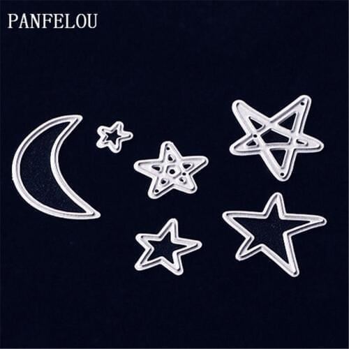 PANFELOU Metal craft Stars and moons paper die cutting dies for Scrapbooking/DIY Easter wedding Halloween cards