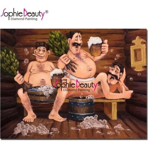 Sophie Beauty Diamond Painting Man Bath Beer Cross Stitch Diamond Embroidery Pattern Diamond Mosaic Needlework Home Art 18986