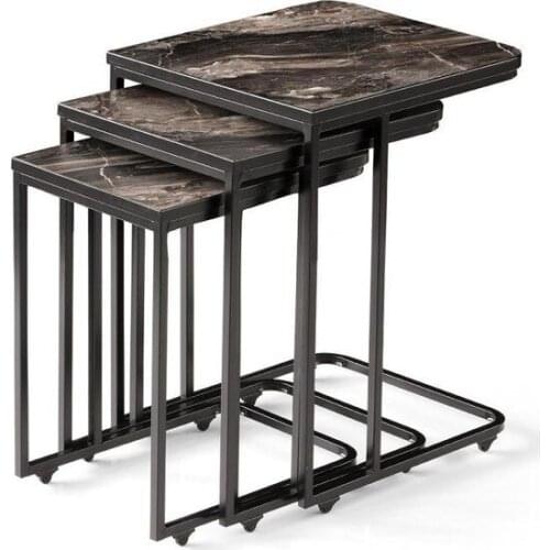 Modern Sivasgözde Marble Pattern C Zigon coffee table 3'lü Mdflam Patterned Color coffee table table basse