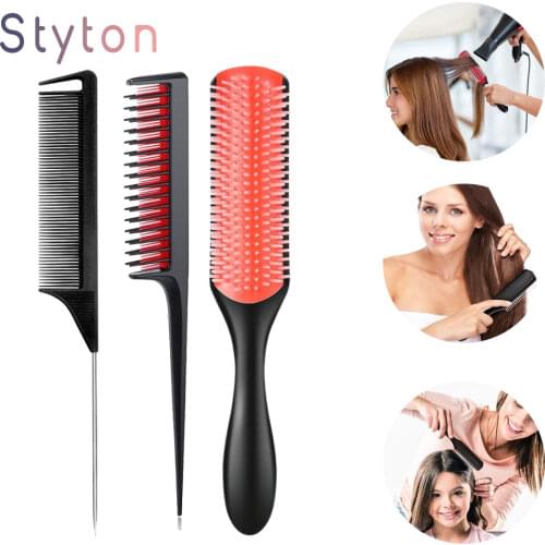 STYTON Hair Brush Anti-static Curved Shape Massage Scalp Hair Comb Womens Straightening Brush Barber Accessories