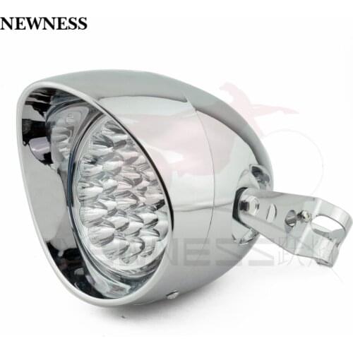 5.75" LED Side Mount Motorcycle Bullet Headlight Light Headlamp Spot 35-43mm Bracket For Harley Bobber Chopper