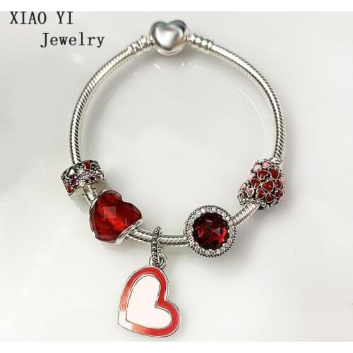 XIAOYI jewelry 100% S925 11 Christmas winter Red germinating love cute love glass diy bracelet gift female