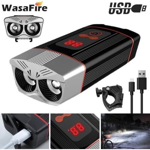 2*L2 LED Bicycle Front Light Intelligent LED Display MTB Headlight 1200 Lumen Bike Lights 5 Mode 5200mAh USB Cycling Flashlight