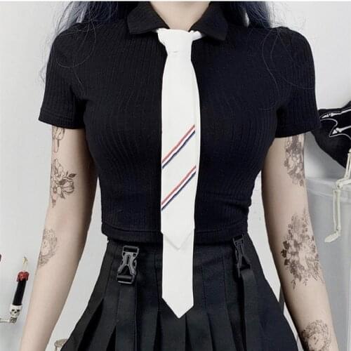 2021 Newest arrival Womens Rib Knit Shirt Sexy Lapel Button Front Short Sleeve Crop Tops with Neck Tie