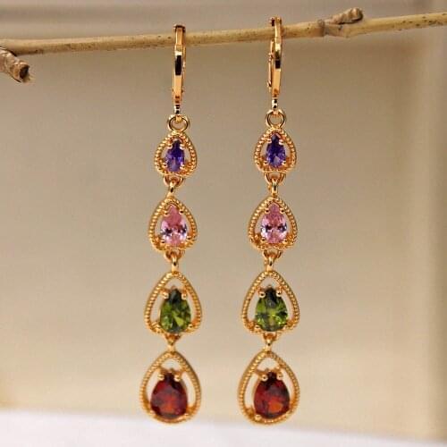 New Fashion earrings Waterdrop Drop Earrings for Womens earrings Gold Filled zircon Dangle Earrings Wedding Jewelry Gift