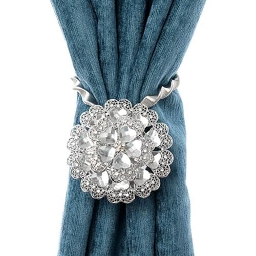 1 pc Magnetic Spring Curtain Clip Curtain Holders Tieback Hanging Diamond Big Flower Curtain Hooks Home Curtain Buckle Attache