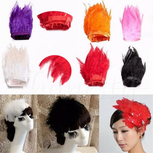 10cm Hackle Feather Fringe Trim Sewing Millinery Wedding Craft Decor