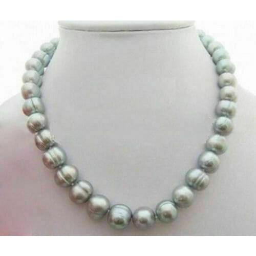 18 inch AAA 11-12mm Natural south sea baroque gray pearl necklace