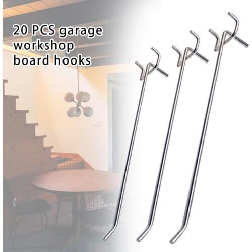 20pcs Manganese Steel Retail Shop Hanging Tool Pegboard Hooks Garage Workshop Wall Mount Display Storage Shelving Organization