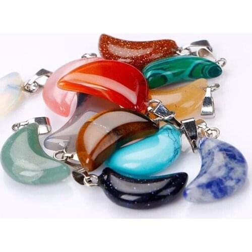 2020 high quality assorted natural stone crescent moon shape charms pendants for DIY jewelry making Wholesale 50X/lot free