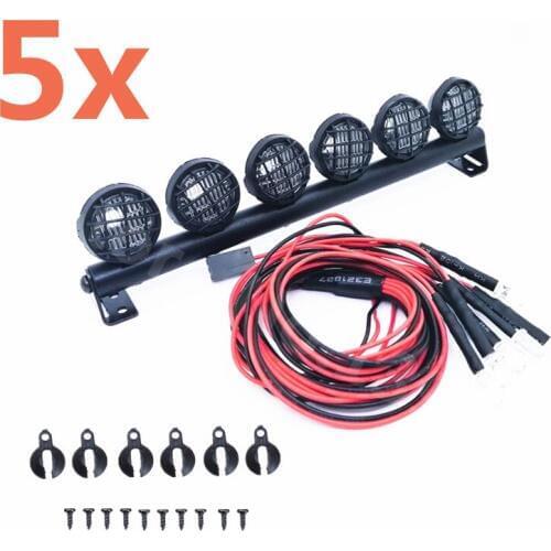 5Pieces RC Cars 6 LED Multi Function Ultra LED Light Bar Lamp 5 Modes Aluminum 1/10 1/8 Rock Crawler Axial Tamiya D90 SXC10