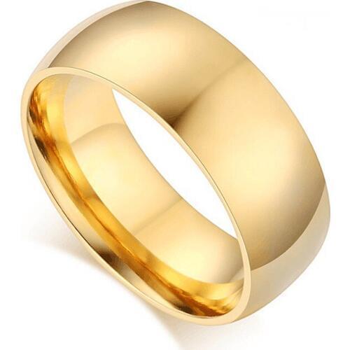 8mm Basic Wedding Ring for Men Gold and Tone Stainless Steel US Size Male Jewelry