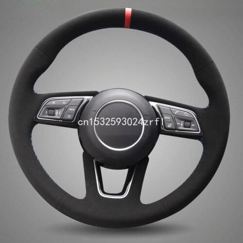 Car Hand-stitched Black Suede Steering Wheel Cover for Audi A4L A5 2017
