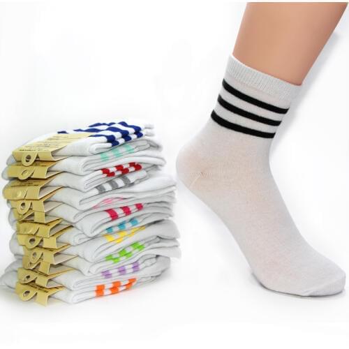 Quality Fashion Sweet Spring Autumn Winter Stripe White Solid Color Middle Long Sock Fit For 34-42 Yard Cute Happy Socks Women