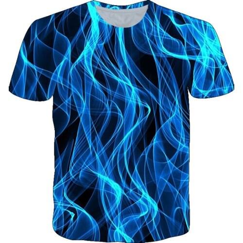 Summer Short-sleeved 3D Printing Blue Flame Men’s T-shirt Printing 2021 Casual Fitness Men’s And Women’s Oversized Shirt XS-6XL